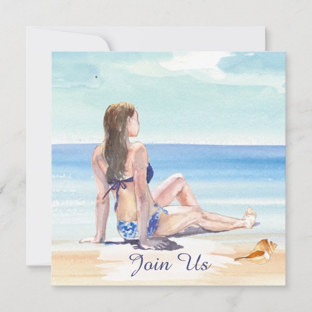 Invitation *~* Décoration tropicale DIY AR29 Plage FÊTE TOUT  (Devant)