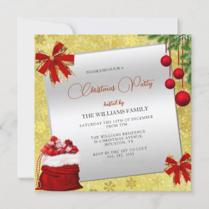 Invitation Décorations de fête dorée pour la fête de Noël