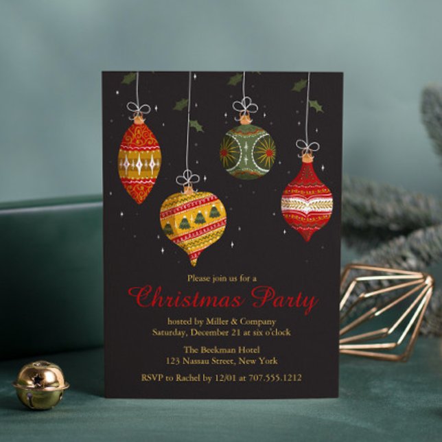 Invitation Décorations de Noël Baubles Party Entreprise (Créateur téléchargé)