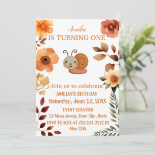 Invitation Décorations fleurs sauvages personnalisées 1er ann