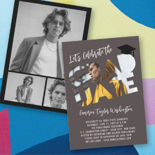 Invitation Découpage de diplômé cool Photo Fête de fin d'étud