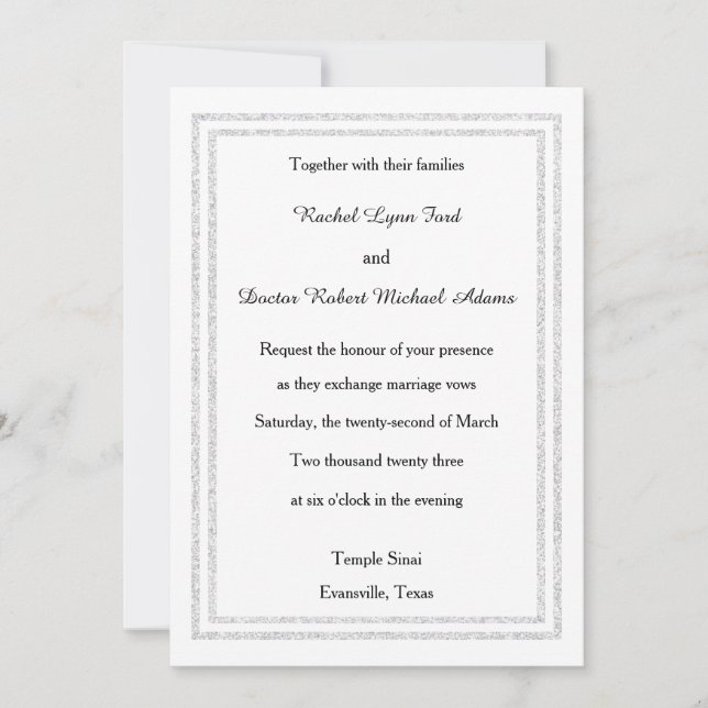 Invitation Découpe de Parties scintillant blanche en argent c (Devant)