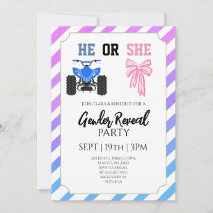 Invitation Découverte du sexe de bébé Quad ATV Rose Bleu