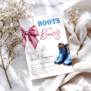 Invitation Découverte du sexe Western Boots ou Bows Bleu Rose