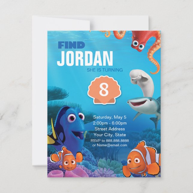 Invitation Découvrir l'anniversaire de Dory (Devant)