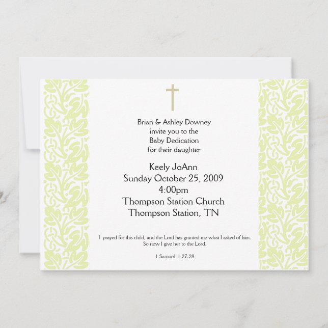 Invitation Dédication du bébé Baptême neutre de genre Invitat (Devant)