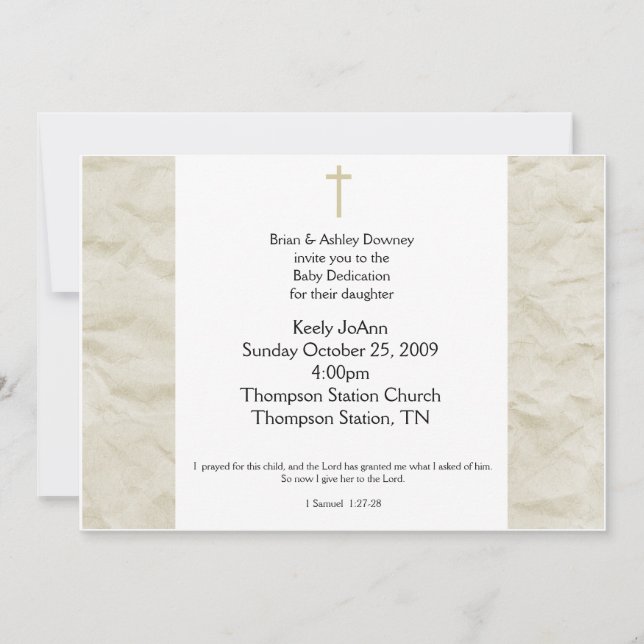 Invitation Dédication du bébé Baptême neutre de genre Invitat (Devant)