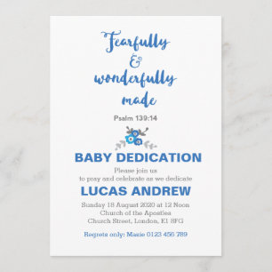 Invitation Dédication pour bébé avec une grande peur et merve