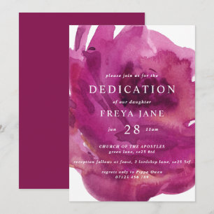 Invitation Dédication Rose opulente pour bébé