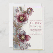 Deep Plum Hellebore Gold Glitter Frame Wedding