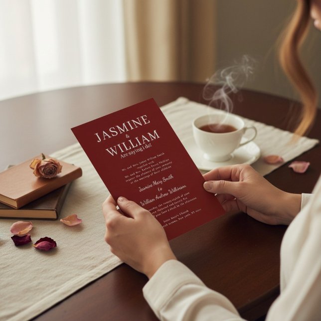 Invitation Deep Red Formal Typography Wedding Invite (Créateur téléchargé)