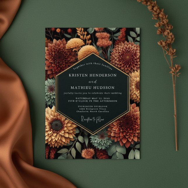 Invitation Deep Sienna Floral Autumn Wedding (Créateur téléchargé)