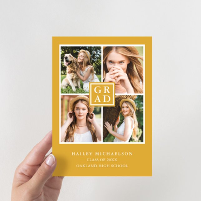 Invitation Deep Yellow Photo Collage Party de graduation (Créateur téléchargé)