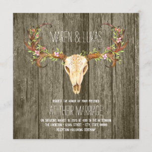 Invitation Deer Antler Bois rustique Mariage du sud-ouest