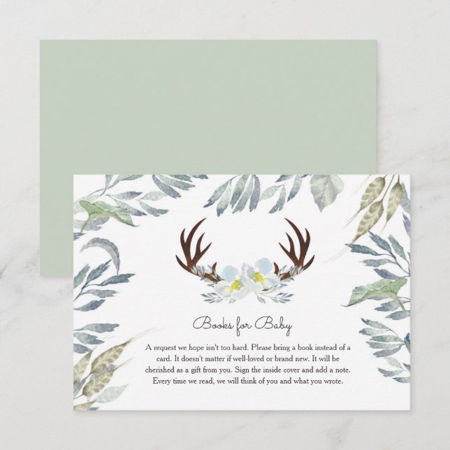 Invitation Deer Antler Livres Pour Baby Card (Devant / Derrière)