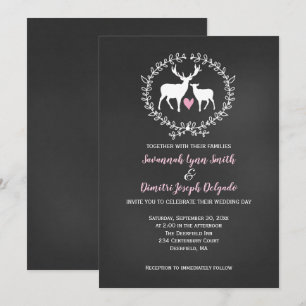Invitation Deer Buck et Doe Chalkboard Mariage