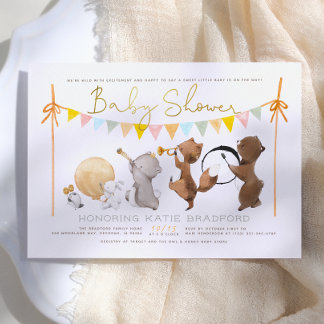 Invitation Défilé de groupe d'animaux des bois pour une Baby