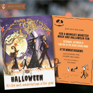 Invitation Défilé de monstres aquarelle fantaisiste Halloween