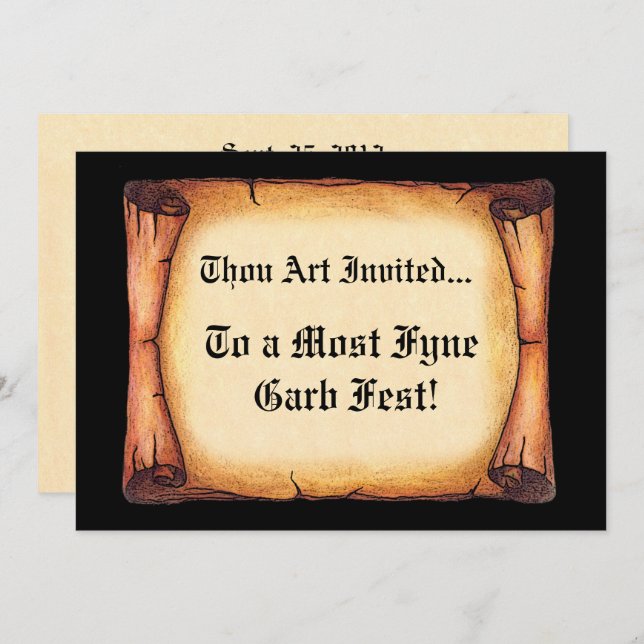 Invitation Défilement médiéval (Devant / Derrière)