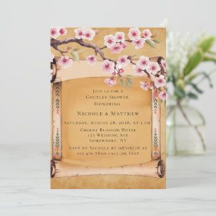 Invitation Défiler Japonais Cerisier Fleur Couples Douche