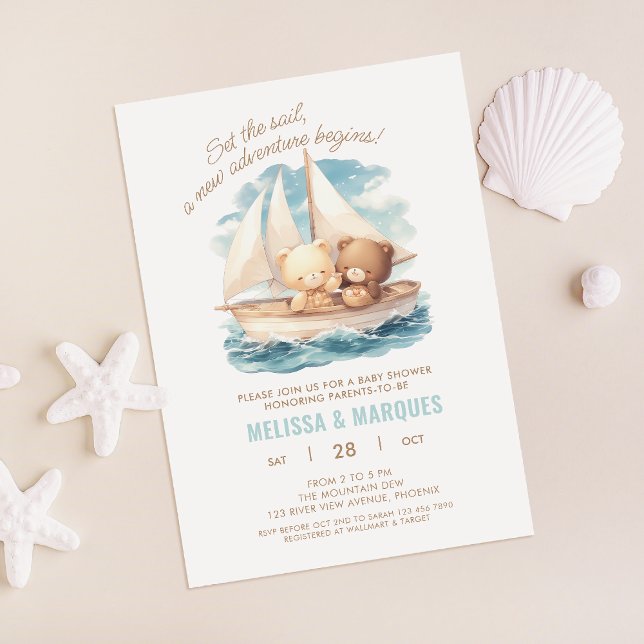 Invitation Définir Une Voile Nouvelle Aventure Mignonne Baby  (Créateur téléchargé)