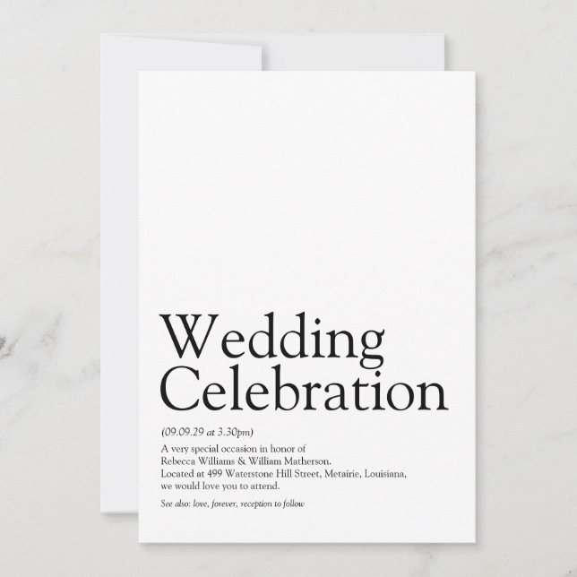 Invitation Définition de mariage (Devant)