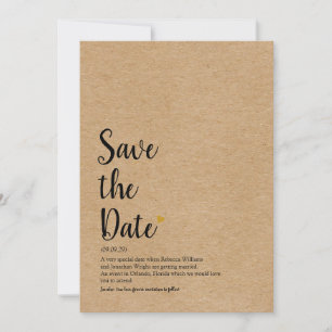 Invitation Définition de Save the Date en écriture Rustic Gol