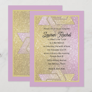 Invitation Dégradé Pailleur de Bar Mitzvah Rose Or