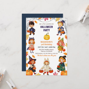 Invitation Déguisement de citrouille mignon pour fête d'anniv