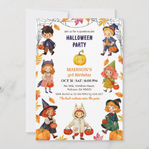 Invitation Déguisement de citrouille mignon pour fête d'anniv