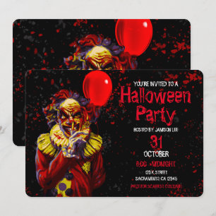 Invitation Déguisement de clown pour soirée Halloween effraya
