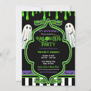 Invitation Déguisement de fantôme Halloween Slime Vert Soirée