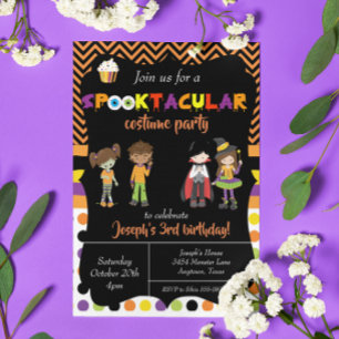 Invitation Déguisement Fête d'anniversaire Halloween Enfant F