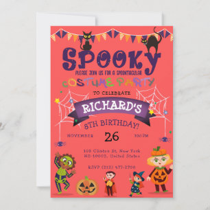 Invitation Déguisement Halloween Enfant Rouge Fête d'annivers