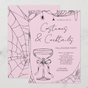 Invitation Déguisements roses et cocktails Soirée Halloween p