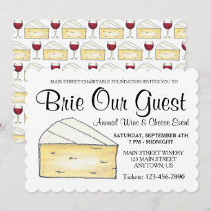 Invitation Dégustation de fromages à vin Cocktail Party Brie 