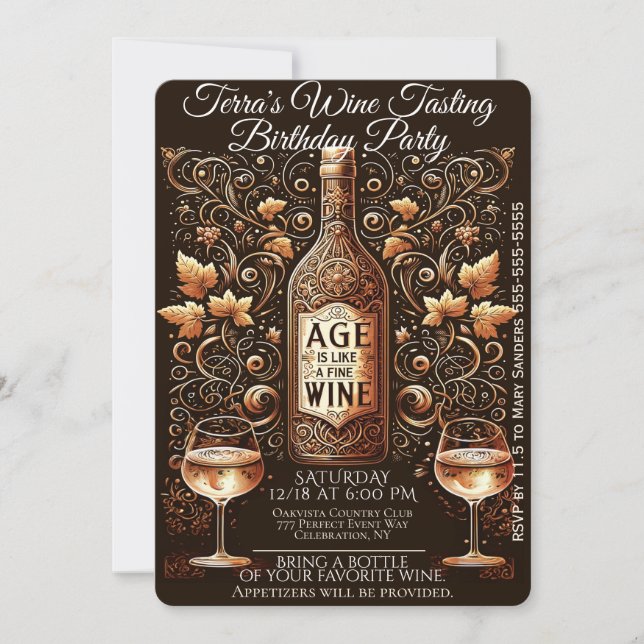 Invitation Dégustation de vin Anniversaire (Devant)