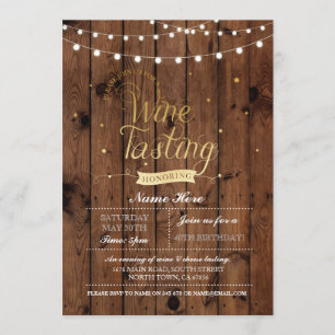 Invitation Dégustation de vin Anniversaire Fête Bois N'IMPORT