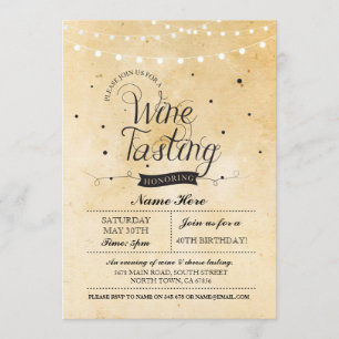 Invitation Dégustation de vin Anniversaire Fête Rustique N'IM