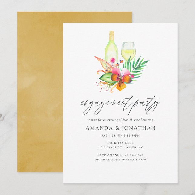 Invitation Dégustation de vin de la fête de l'engagement d'ét (Devant / Derrière)