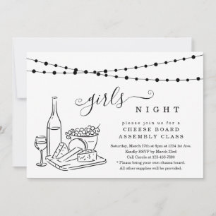 Invitation Dégustation de vin de nuit pour les filles et Fête