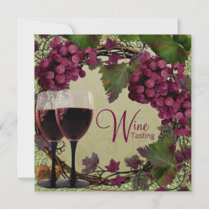 Invitation Dégustation de vin de raisins verts rouges vintage