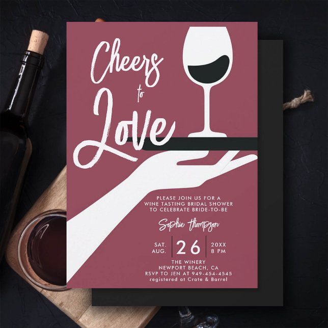 Invitation Dégustation de vin Elégante Fête des mariées vinic (wine tasting bridal shower invitation red wine winery vintage retro minimalist)