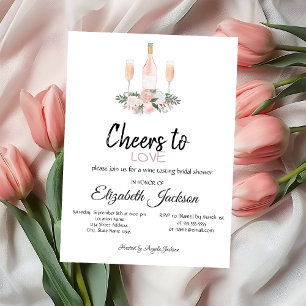 Invitation Dégustation de vin Fleurs Rose Gold Baby Shower de