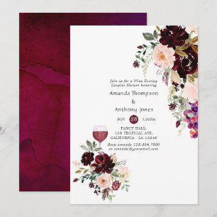 Invitation Dégustation de vin floral Berry et Blush pour ente