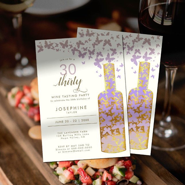 Invitation Dégustation de vin Gold Boho Butterflies 30e anniv (Créateur téléchargé)