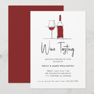 Invitation Dégustation de vin Ligne moderne Dessin Red Vino