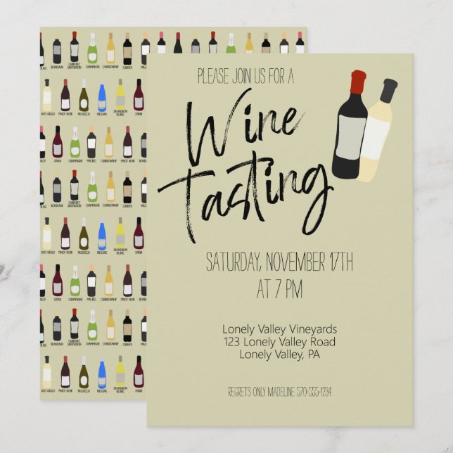 Invitation Dégustation de vin Personnalisée (Devant / Derrière)