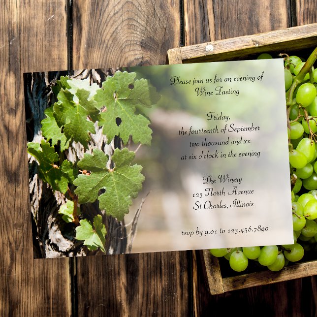 Invitation Dégustation de vins Feuille (Créateur téléchargé)