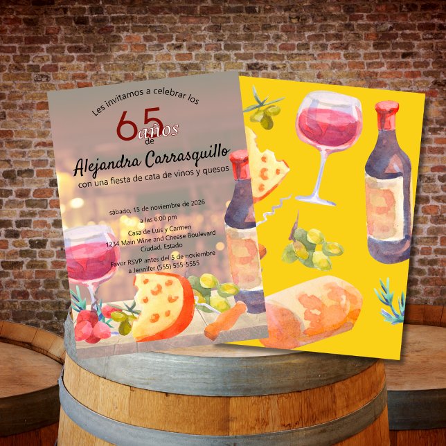 Invitation Dégustation espagnole de vin et de fromage 65e ann (Créateur téléchargé)
